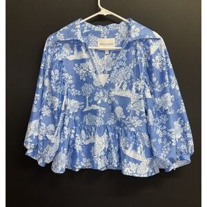Smith And Quinn Blue Wren Floral  Oversize Blouse Sz XS NWT